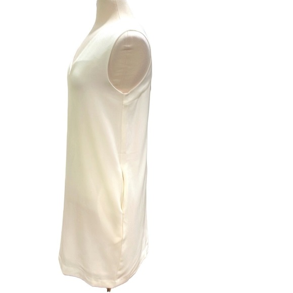 NWT FRNCH Vee Neck Shift Dress With Pockets Sleeveless SZ L Cream - Picture 3 of 8